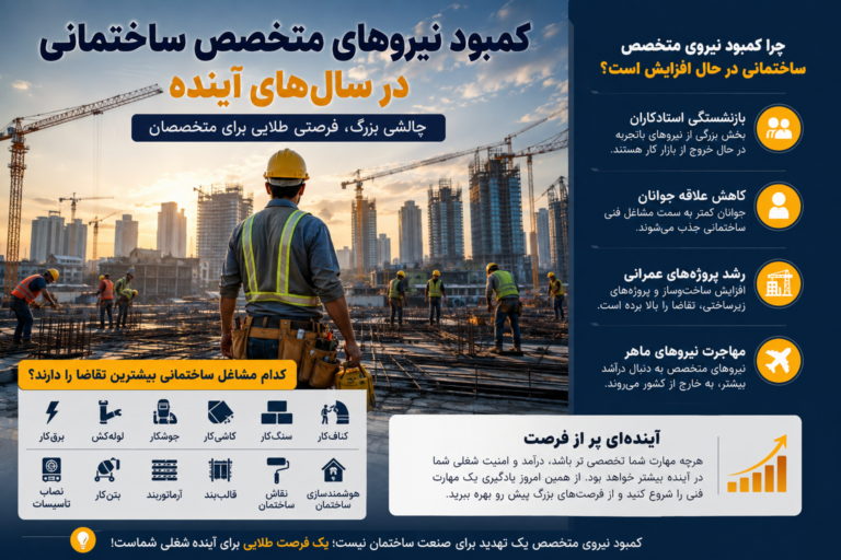کمبود نیروهای متخصص ساختمانی در سال‌های آینده؛ بحرانی که بازار ساخت‌وساز را متحول می‌کند