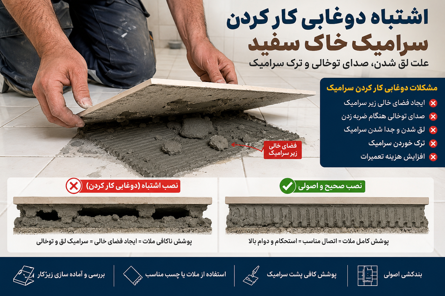 اشتباه دوغابی کار کردن سرامیک خاک سفید؛ چرا سرامیک لق و توخالی می‌شود؟