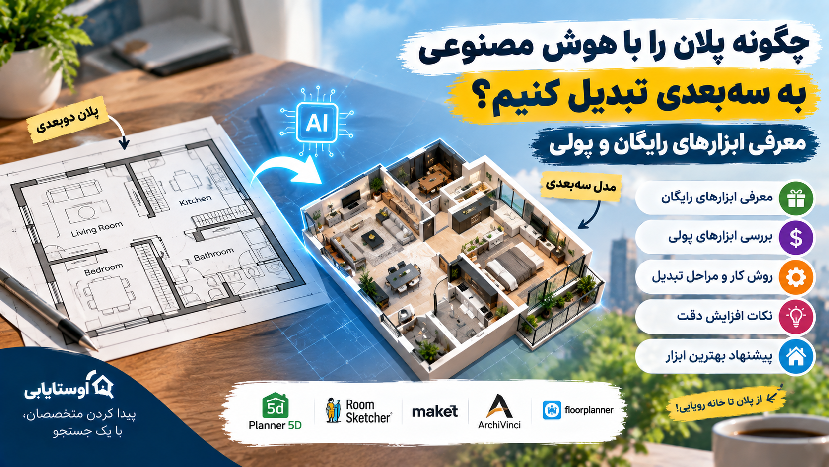 چگونه پلان را با هوش مصنوعی به مدل سه‌بعدی تبدیل کنیم؟ معرفی ابزارهای رایگان و پولی