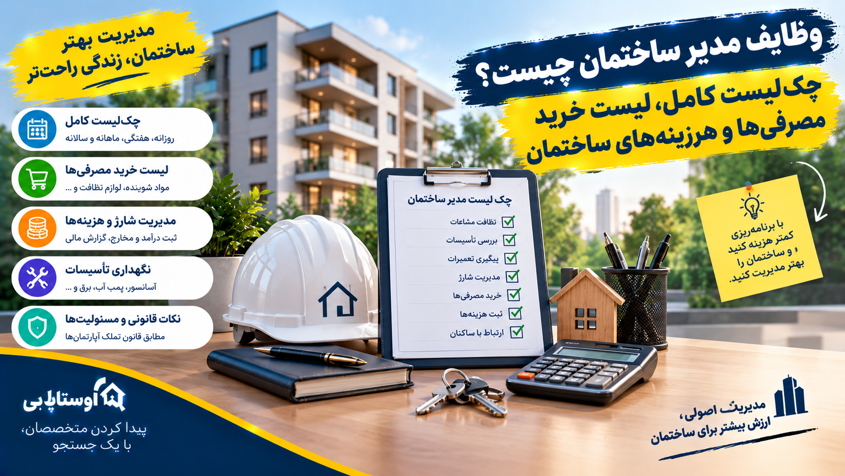 وظایف مدیر ساختمان چیست؟ چک‌لیست کامل، لیست خرید مصرفی‌ها و هزینه‌های ساختمان
