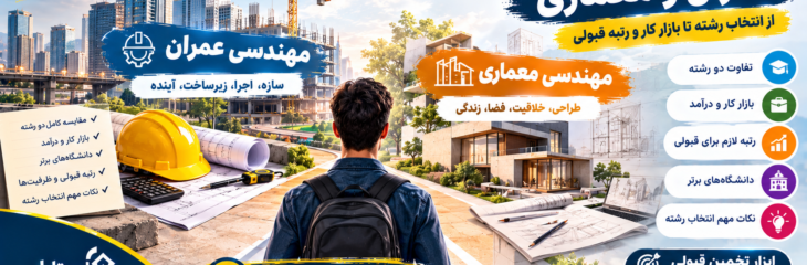 راهنمای کامل انتخاب رشته عمران و معماری؛ از انتخاب رشته تا بازار کار و رتبه قبولی